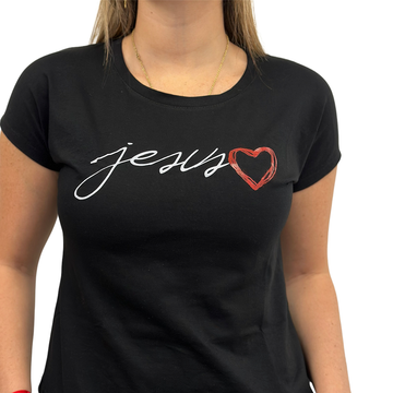True Joy Woman Black T Shirt JESUS