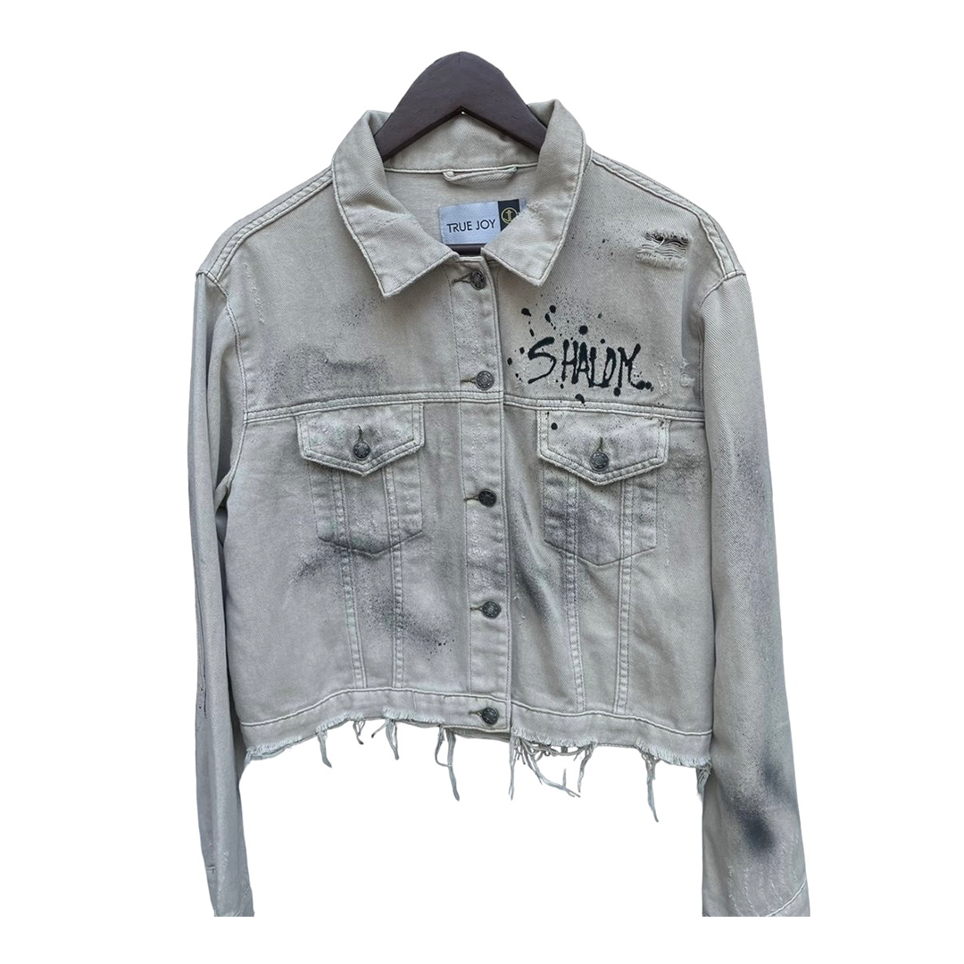 Chaqueta White Denim Shalom | Spray Negro