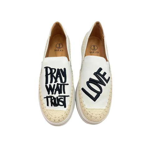 3x7 True Joy Woman EMBRO Shoes White PRAY/WAIT/TRUST