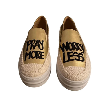 3x7 True Joy Woman EMBRO Shoes Gold PRAY MORE