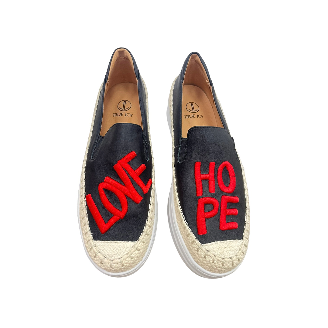 3x7 True Joy Woman EMBRO Shoes Black LOVE/HOPE