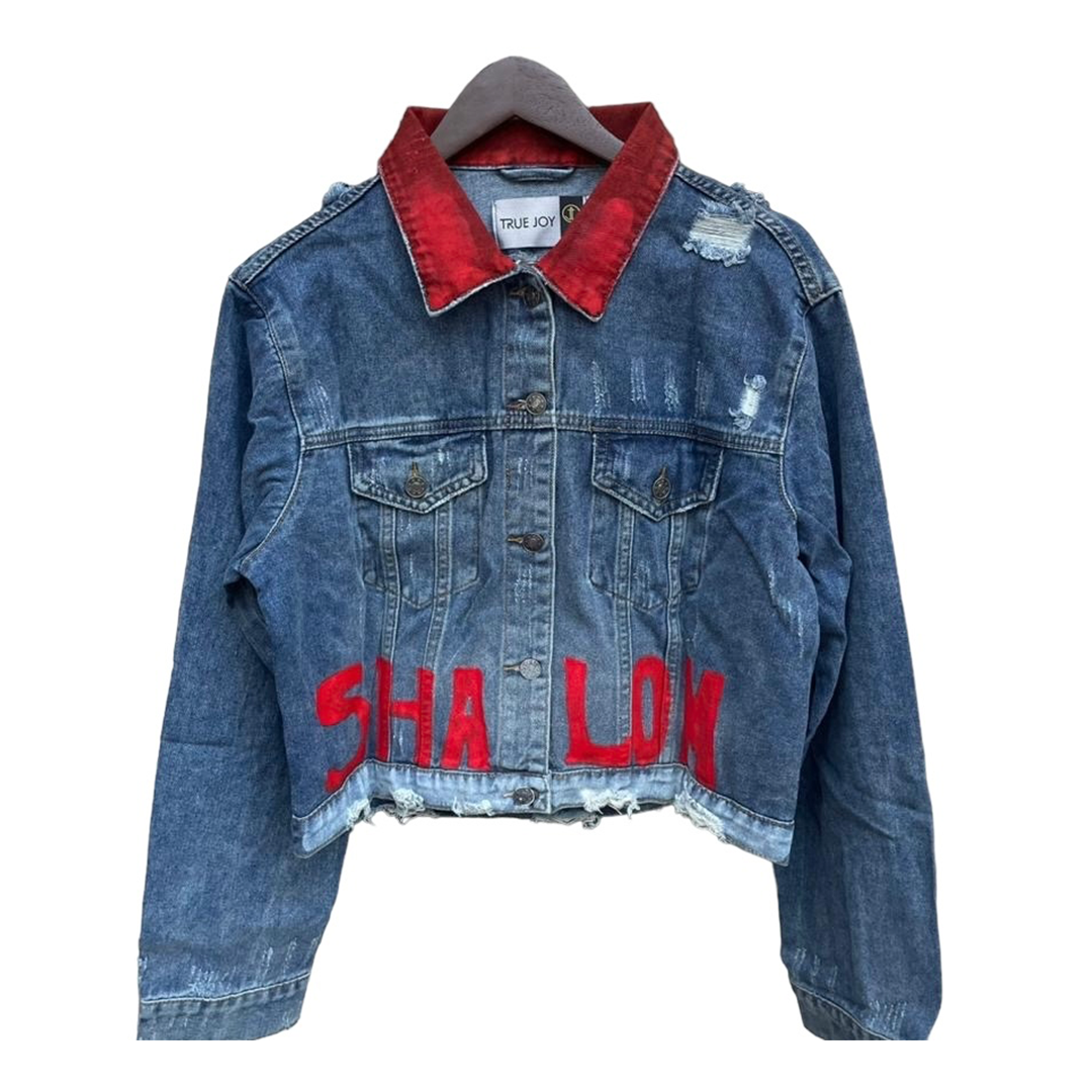 TRUE JOY WOMAN JEANS JACKET SHALOM RED DETAILS