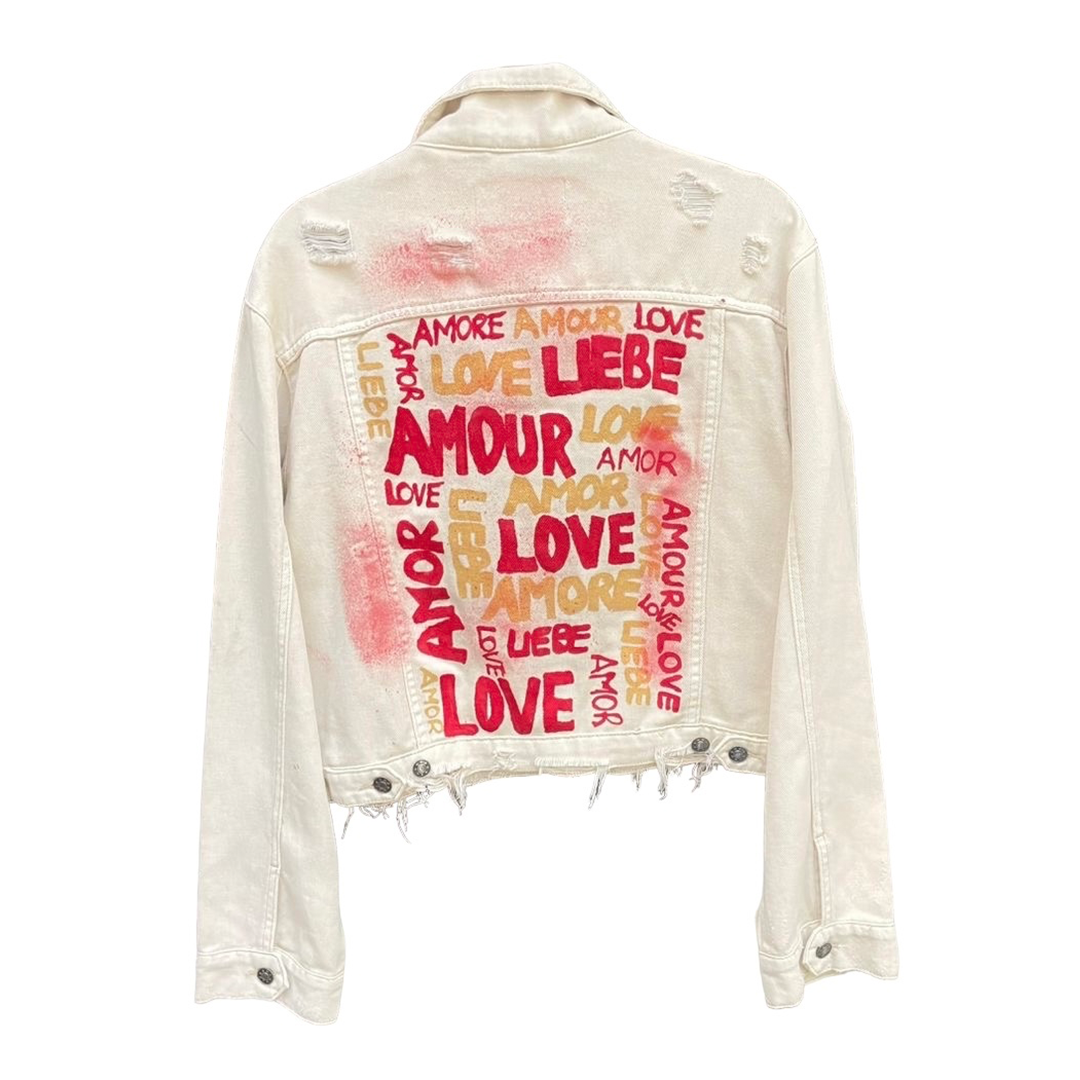 TRUE JOY WOMAN BEIZ FABRIC JACKET AMOUR PAINTED