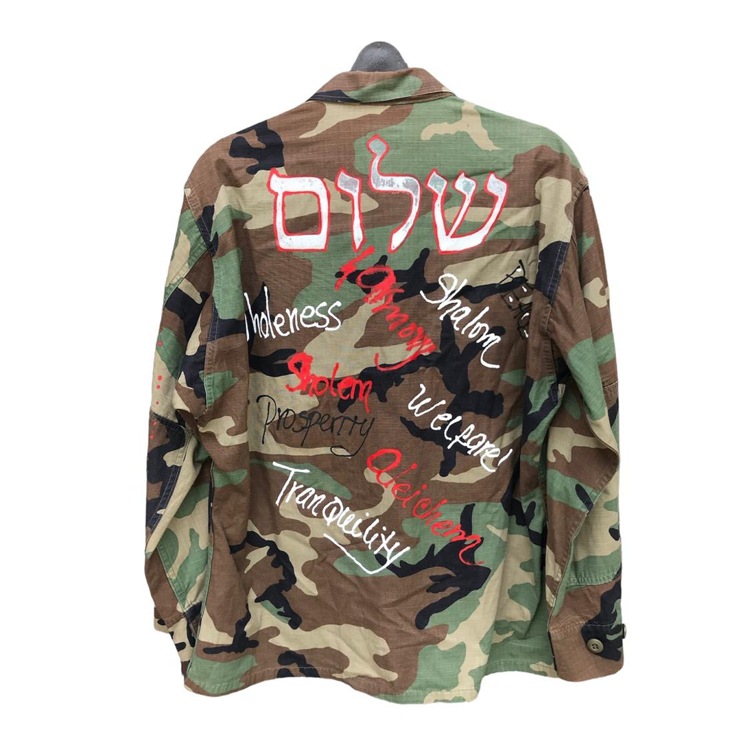 TRUE JOY MEN ARMY JACKET SHALOM PAINTED