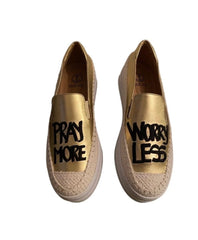 3x7 True Joy Woman EMBRO Shoes Gold PRAY MORE