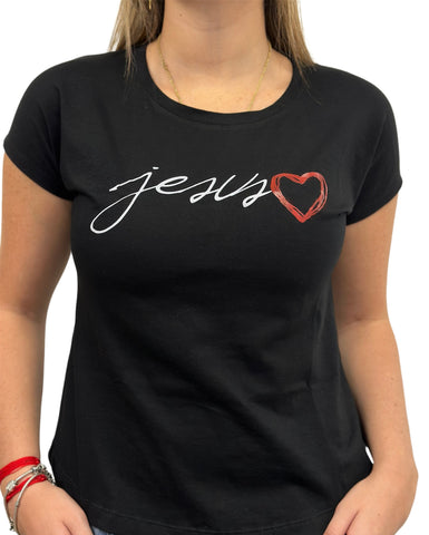 True Joy Woman Black T Shirt JESUS