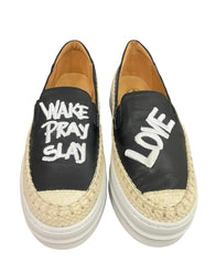 3x7 True Joy Woman EMBRO Shoes Black WAKE/PRAY/SLAY