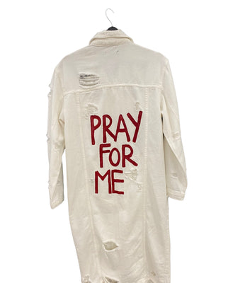 True Joy Woman Jacket Long White PRAY FOR ME