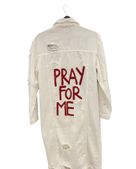 True Joy Woman Jacket Long White PRAY FOR ME