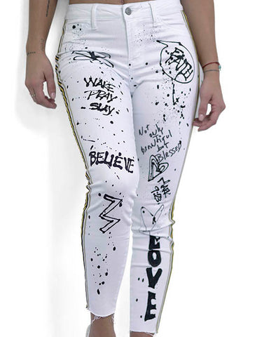Hand Painted White Jeans